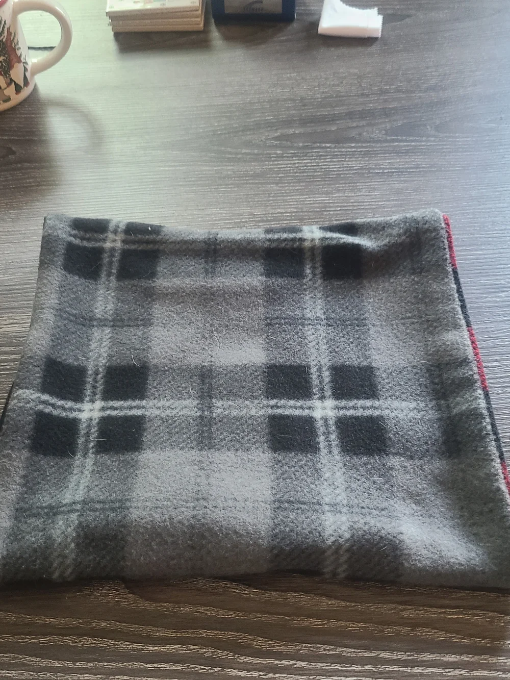 Reversible Red and Black Buffalo Plaid Wool Scarf